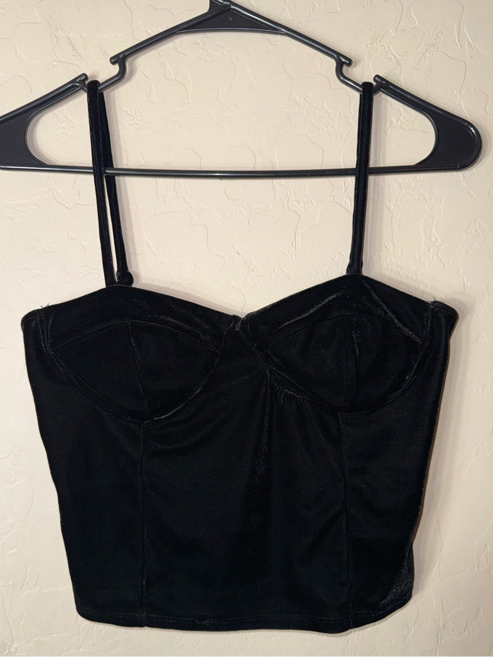 Haley & June Black Velvet Bustier Corset Crop Top Strappy Y2K Party Size M